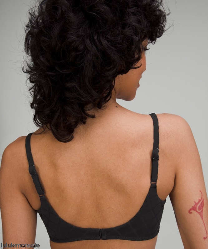 Lululemon Damen DELULU494 | Schwarz Diamond Grid Badeoberteil A/b Cup